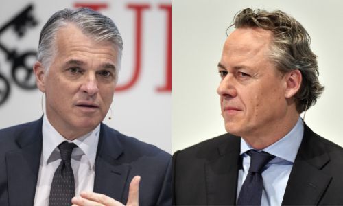 Sergio Ermotti (links), UBS CEO, und sein Nachfolger Ralph Hamers (Bilder: Keystone)