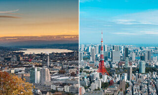 Zürich und Tokio, von links (Bilder: Unsplash und Pixabay)