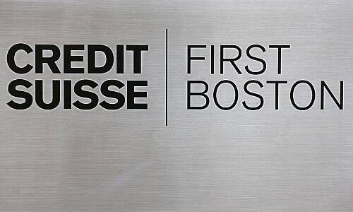 Logo der einstigen Credit Suisse First Boston, 2002 in New York (Bild: Keystone)