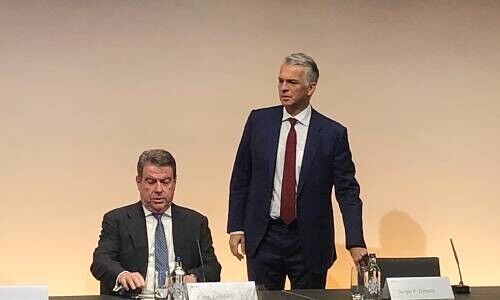 Colm Kelleher, Präsident der UBS, und Sergio Ermotti, designierter CEO (von links) (Bild: finews.ch)