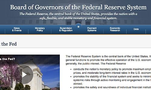 Webseite der amerikanischen Zentralbank