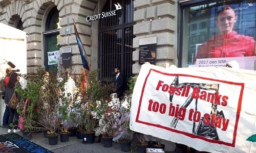 Kundegebung vor dem CS-Hauptsitz in Zürich (Bild: Collective Climate Justice)