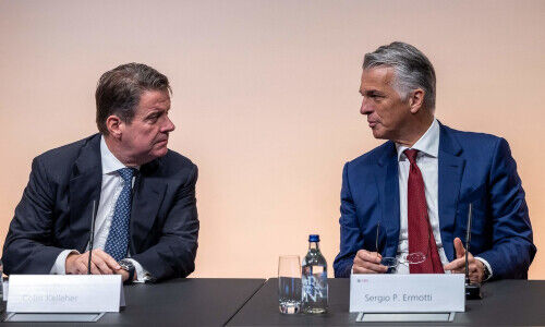 UBS-Präsident Colm Kelleher und CEO Sergio Ermotti, von links (Bild: Keystone)