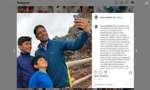Novartis-CEO Vas Narasimhan mit Familie (Bild: Screenshot Instagram)