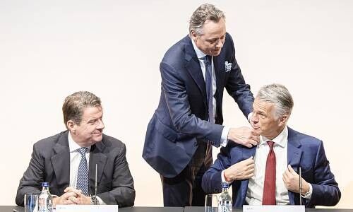 Colm Kelleher, Präsident der UBS, Ralph Hamers und Sergio Ermotti, designierter CEO (von links) (Bild: finews.ch)