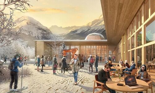 Visualisierung vom «InnHub La Punt», ein Projekt von Lord Norman Foster (Bild: Mia Engiadina)