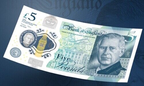 König Charles III auf der neuen 5-Pfund-NoteNote (Bild: Bank of England)