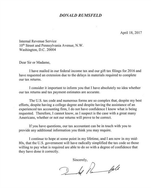 Rumsfeld letter 500